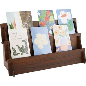 DICOSMETIC 4-Tier Greeting Card Display Stand Wooden Sticker Display Stand Card Stands 35x23.6x35cm Jewelry Organizer Holder Brown Earring Display for Home Retail Counter Display in Saudi Arabia