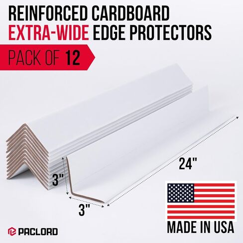 Extra-Wide 24" x 3" x 3" Reinforced Cardboard Edge Protectors (Pack of 12) – 0.225" Heavy-Duty Thickness – Cardboard Edge Protectors for Shipping – American Quality Pallet Edge Protector in Saudi Arabia