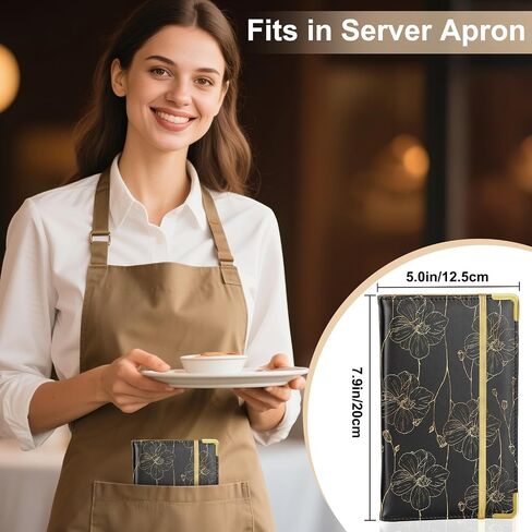 Server Books for Waitress, Cute Server Book with Zipper Pocket, PU Leather Waitress Book Serving Books with Pen Holder Fits Servers Aprons in Saudi Arabia
