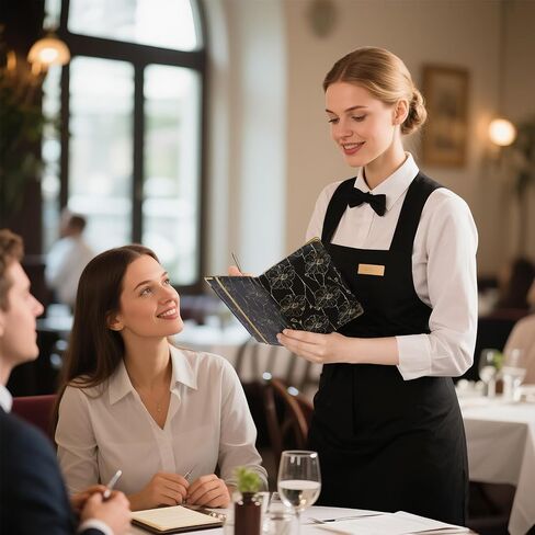 Server Books for Waitress, Cute Server Book with Zipper Pocket, PU Leather Waitress Book Serving Books with Pen Holder Fits Servers Aprons in Saudi Arabia