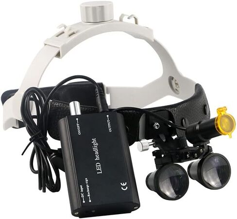 Headband 3.5X Loupes Magnifer with Optical Filter 5W LED Head Lamp Belt Clip Type Black in Saudi Arabia