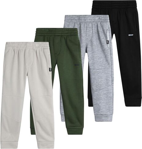 DKNY Boys Sweatpants - 4 Pack Soft Performance Fleece Boys Joggers Athletic Pants with Elastic Waist for Toddlers and Kids in Saudi Arabia