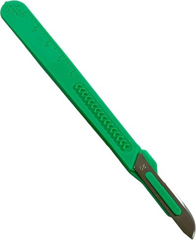 Disposable Scalpel #20 with Ruler Marks (0cm to 6cm) Plastic Handle - Sterile - 10/Box - Carbon Steel Blade - for Podiatry, Dermaplaning, Lab Use, and More. (1) in Kuwait