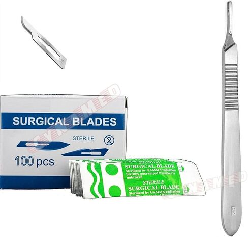 Set of 100 Scalpel Blades # 15 Plus Handle #3 Suitable for DERMAPLANING and Crafts CYNAMED in Saudi Arabia