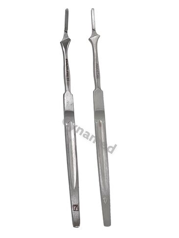 2 Pack - Scalpel Handle #7 Straight + #7 Bent - Slim Handle - for Use with Blades #10, #11, #12 or #15 - German Stainless Steel in Kuwait