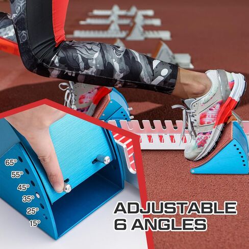 Multi Function Lightning Starting Block 6 Angle Sprinter Pedals Adjustable Track and Field Accessories 33 Inch Running Blocks for Cinder Track Plastic Runway Athletes Runners, Red in Saudi Arabia