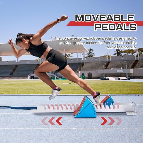 Multi Function Lightning Starting Block 6 Angle Sprinter Pedals Adjustable Track and Field Accessories 33 Inch Running Blocks for Cinder Track Plastic Runway Athletes Runners, Red in Saudi Arabia