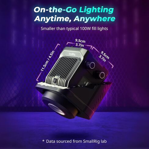 SmallRig RC 100C RGBWW LED Video Light, with App Control, 100W Mini COB Continuous Output Lighting, Handheld Spotlight 2700-10000K/CRI 96+/TLCI 98+/12 Effects, 11000Lux/1m, Lite Version White, 5340 in Saudi Arabia