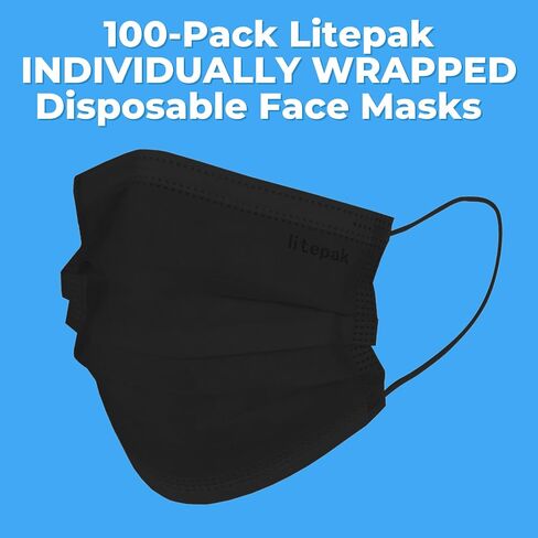 100pcs Premium Individually Wrapped Disposable Face Mask Premium Comfort Earloops Nose Wire in Kuwait