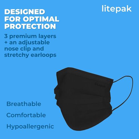 100pcs Premium Individually Wrapped Disposable Face Mask Premium Comfort Earloops Nose Wire in Kuwait