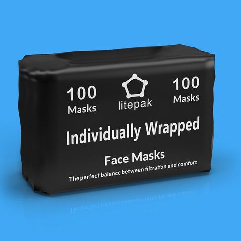 100pcs Premium Individually Wrapped Disposable Face Mask Premium Comfort Earloops Nose Wire in Kuwait