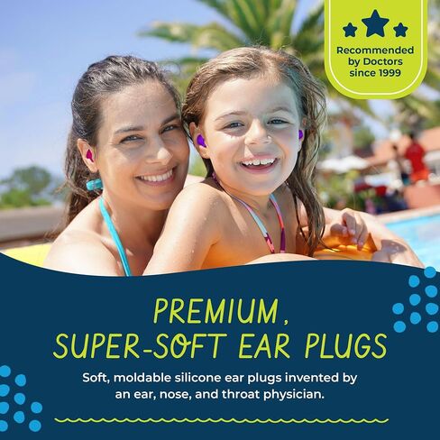 Earvolution Original Putty Buddies Ear Plugs for Swimming - Invented by an Ear Physician - Moldable Premium Silicone Ear Plugs - One Size - Waterproof - Made in the USA - 10 pack - Purple/Teal/Magenta in Saudi Arabia