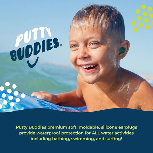 Earvolution Original Putty Buddies Ear Plugs for Swimming - Invented by an Ear Physician - Moldable Premium Silicone Ear Plugs - One Size - Waterproof - Made in the USA - 10 pack - Purple/Teal/Magenta in Saudi Arabia