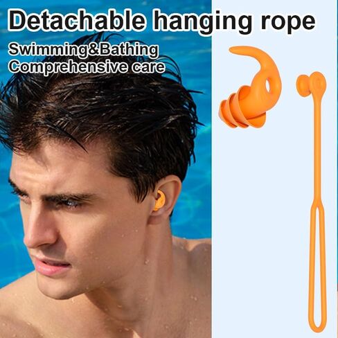 Swimming Ear Plugs for Adults,3 Pairs Anti-Lost Waterproof Reusable Silicone Swim Earplugs for Swimming Showering Surfing Snorkeling (Black,Blue,Cyan, Adults Size) in Saudi Arabia