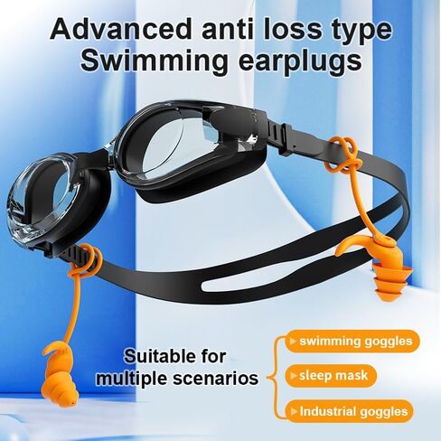 Swimming Ear Plugs for Adults,3 Pairs Anti-Lost Waterproof Reusable Silicone Swim Earplugs for Swimming Showering Surfing Snorkeling (Black,Blue,Cyan, Adults Size) in Saudi Arabia