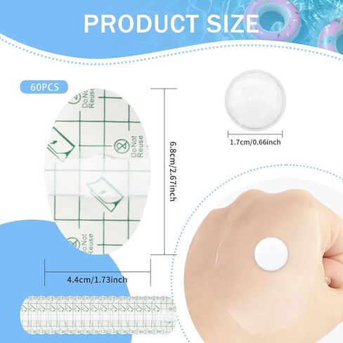 60pcs Waterproof Baby Ear Covers for Bath,Disposable Ear Patches,Waterproof Ear Stickers with Ear Plugs,Baby Ear Protection for Bathing Swimming Shower Surfing Snorkeling and Other Water Sports in Saudi Arabia