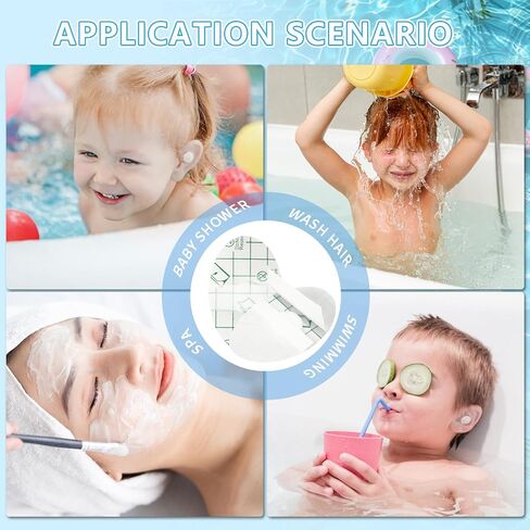 60pcs Waterproof Baby Ear Covers for Bath,Disposable Ear Patches,Waterproof Ear Stickers with Ear Plugs,Baby Ear Protection for Bathing Swimming Shower Surfing Snorkeling and Other Water Sports in Saudi Arabia