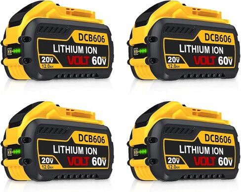 12.0-Ah 20V/60V Replacement for DEWALT 60V Flex-Volt MAX Lithium ion DCB606 DCB609 DCB612 DCB206 Compatible with Dewalt 20V/60V Cordless Power Tools 1Pack in Saudi Arabia