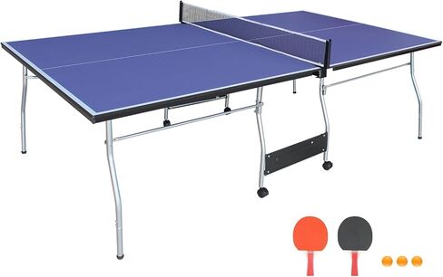 مجموعة طاولة Ping Pong ذات الحجم المتوسط ​​قابلة للطي - تنس طاولة قابلة للطي ومحمولة للألعاب الداخلية والخارجية مع الشبكة ، و 2 مجاذيف ، و 3 كرات - خيار الغناء في الهواء الطلق في الهواء الطلق. in Kuwait