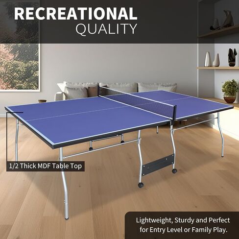 مجموعة طاولة Ping Pong ذات الحجم المتوسط ​​قابلة للطي - تنس طاولة قابلة للطي ومحمولة للألعاب الداخلية والخارجية مع الشبكة ، و 2 مجاذيف ، و 3 كرات - خيار الغناء في الهواء الطلق في الهواء الطلق. in Kuwait