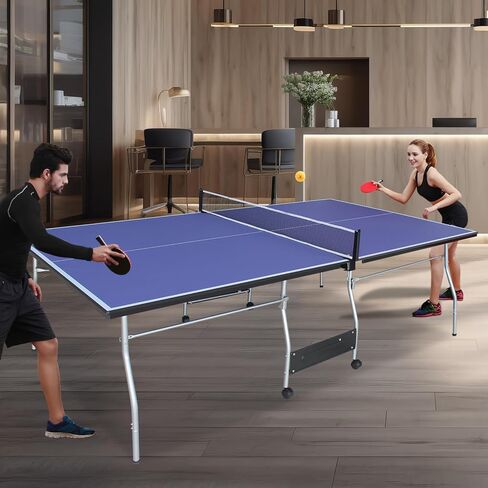 مجموعة طاولة Ping Pong ذات الحجم المتوسط ​​قابلة للطي - تنس طاولة قابلة للطي ومحمولة للألعاب الداخلية والخارجية مع الشبكة ، و 2 مجاذيف ، و 3 كرات - خيار الغناء في الهواء الطلق في الهواء الطلق. in Kuwait