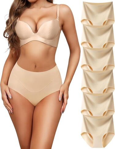 LEVAO Womens High Waist Seamless Underwear Full Coverage Breifs No Show Ladies Panties 6 Pack S-XXL in Saudi Arabia