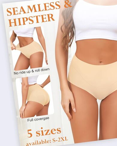 LEVAO Womens High Waist Seamless Underwear Full Coverage Breifs No Show Ladies Panties 6 Pack S-XXL in Saudi Arabia