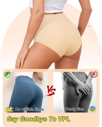 LEVAO Womens High Waist Seamless Underwear Full Coverage Breifs No Show Ladies Panties 6 Pack S-XXL in Saudi Arabia