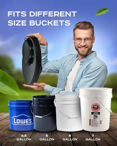 Skywin Storage Lid with Easy Pour Spout for Bucket - Grey Rubber Lid for Wood Pellet Storage Containers, Bird Seed Container, Lump Charcoal Storage (Exclude Bucket) in Saudi Arabia