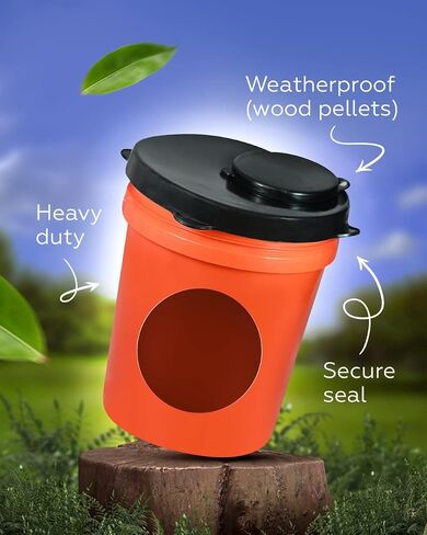 Skywin Storage Lid with Easy Pour Spout for Bucket - Grey Rubber Lid for Wood Pellet Storage Containers, Bird Seed Container, Lump Charcoal Storage (Exclude Bucket) in Saudi Arabia