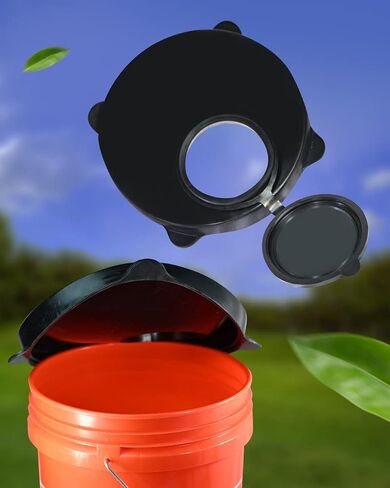 Skywin Storage Lid with Easy Pour Spout for Bucket - Grey Rubber Lid for Wood Pellet Storage Containers, Bird Seed Container, Lump Charcoal Storage (Exclude Bucket) in Saudi Arabia