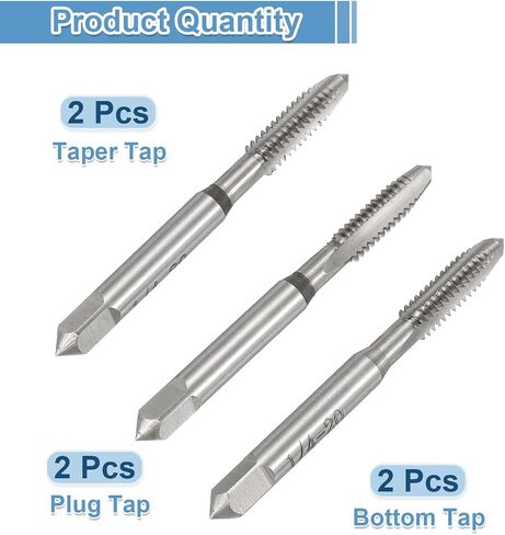 UXCELL 2 SET TAP TAP SET ، 1/4-20 UNC 2B THREAP TAPER + PLUP + TAPS BOTTOR in Kuwait