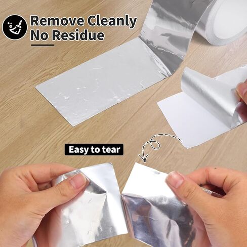 Aluminum Foil Tape Heavy Duty 2 Inch x 22 Yards（3.9 mil）, High Temp Waterproof HVAC Tape, Silver Insulation Adhesive for Ductwork, Sealing, Dryer Vent, Furnace, AC, Pipe Repair in Kuwait