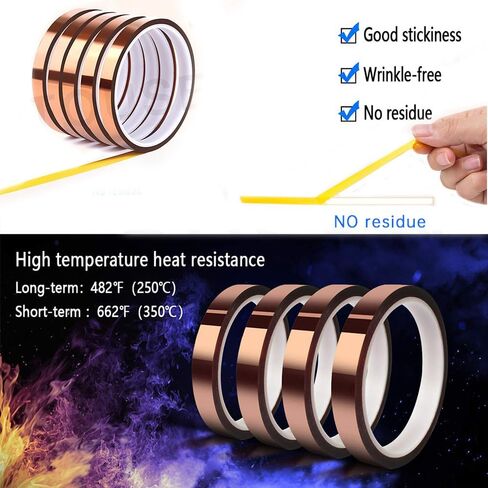 0.05 × 10 مم × شريط كابتون 108 قدم - عزل للشريط ارتفاع درجة الحرارة مع مادة لاصقة للسيليكون للإخفاء واللحام و SMT و Electronics و Cable in Saudi Arabia