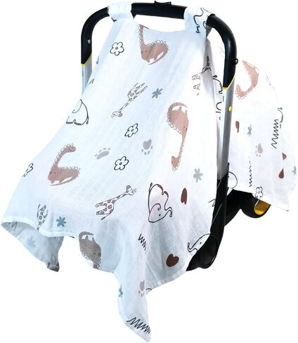 80S Muslin Car Seat Cover for Babies - Soft & Breathable Infant Carrier Canopy, Lightweight Sunshade for Summer, Universal Fit for Baby Boys & Girls in Saudi Arabia