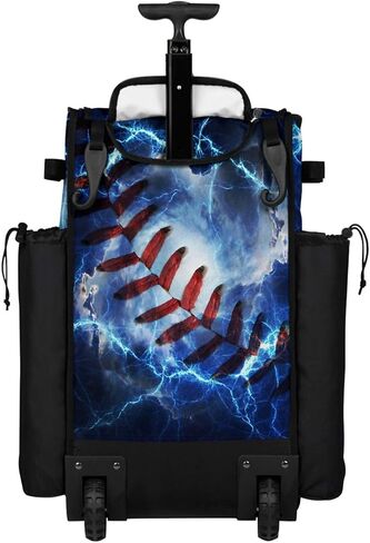 Boombah Rolling Superpack 2.0 Baseball/Softball Gear Bag - 23-1/2 "x 13-1/2" × 9-1/2 " - المقبض الأسود/الأحمر/الأبيض الطبيعي - يحمل 4 خفافيش - نسخة ذات عجلات in Kuwait