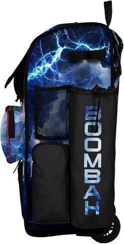 Boombah Rolling Superpack 2.0 Baseball/Softball Gear Bag - 23-1/2 "x 13-1/2" × 9-1/2 " - المقبض الأسود/الأحمر/الأبيض الطبيعي - يحمل 4 خفافيش - نسخة ذات عجلات in Kuwait