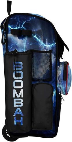 Boombah Rolling Superpack 2.0 Baseball/Softball Gear Bag - 23-1/2 "x 13-1/2" × 9-1/2 " - المقبض الأسود/الأحمر/الأبيض الطبيعي - يحمل 4 خفافيش - نسخة ذات عجلات in Kuwait