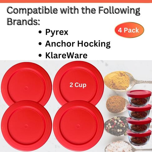 2 Cup/470 mL Turquoise Replacement Lids/Covers for Pyrex 7200-PC, Anchor Hocking & KlareWare Storage Bowls *Lids Only - Glass Container Not Included* (6 Pack, Turquoise) in Saudi Arabia