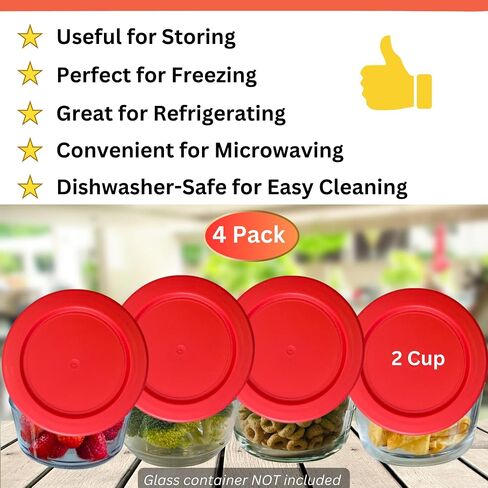 2 Cup/470 mL Turquoise Replacement Lids/Covers for Pyrex 7200-PC, Anchor Hocking & KlareWare Storage Bowls *Lids Only - Glass Container Not Included* (6 Pack, Turquoise) in Saudi Arabia