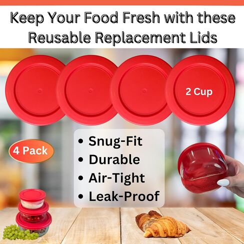 2 Cup/470 mL Turquoise Replacement Lids/Covers for Pyrex 7200-PC, Anchor Hocking & KlareWare Storage Bowls *Lids Only - Glass Container Not Included* (6 Pack, Turquoise) in Saudi Arabia