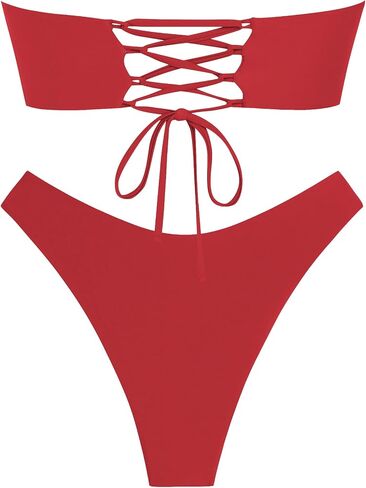 ZAFUL Knotted Bandeau Bikini for Women Strapless Swimsuits High Cut Bathing Suit Sexy Cheeky Tie Side Swimwears in Saudi Arabia