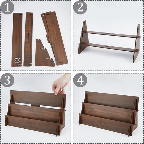 عرض بطاقة تحية مزدوجة 4 مستويات معروضة شاشة عرض ملصق خشبي معرض بطاقة حامل 35x23.6x35cm منظم المجوهر in Saudi Arabia