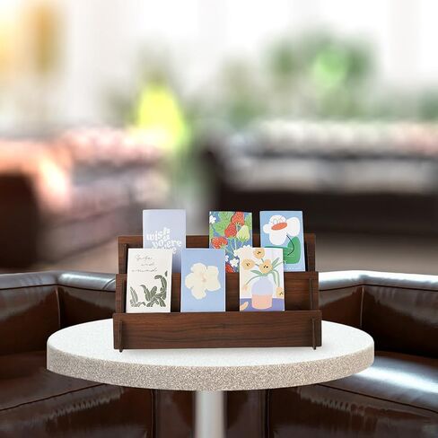 عرض بطاقة تحية مزدوجة 4 مستويات معروضة شاشة عرض ملصق خشبي معرض بطاقة حامل 35x23.6x35cm منظم المجوهر in Saudi Arabia