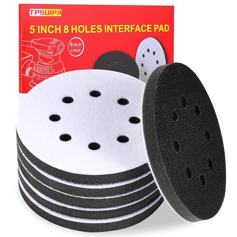 6 Pack 5 Inch 8 Holes Interface Pad, 5" Orbital Sander Foam Pad for in Sander, Hook and Loop Soft Sponge Cushion Buffing Sanding Disc Backing Pads (Set of 6) in Saudi Arabia
