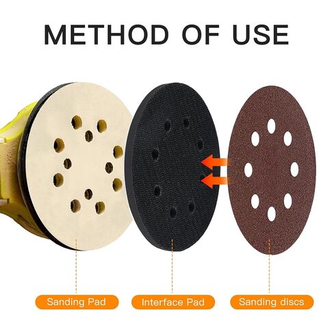 6 Pack 5 Inch 8 Holes Interface Pad, 5" Orbital Sander Foam Pad for in Sander, Hook and Loop Soft Sponge Cushion Buffing Sanding Disc Backing Pads (Set of 6) in Saudi Arabia