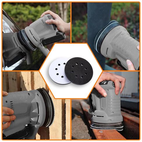 6 Pack 5 Inch 8 Holes Interface Pad, 5" Orbital Sander Foam Pad for in Sander, Hook and Loop Soft Sponge Cushion Buffing Sanding Disc Backing Pads (Set of 6) in Saudi Arabia