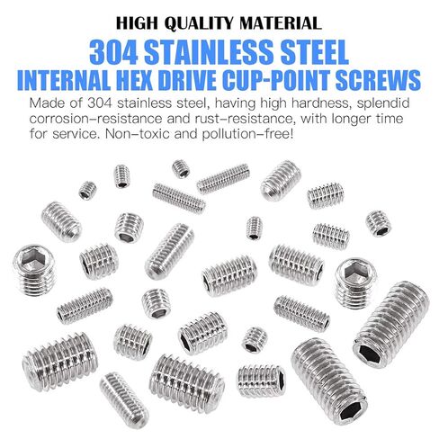 Glarks 420Pcs M3/M4/M5/M6/M8 Allen Head Socket Set Screw, 304 Stainless Steel Internal Hex Drive Grub Screw Assortment Kit in Saudi Arabia