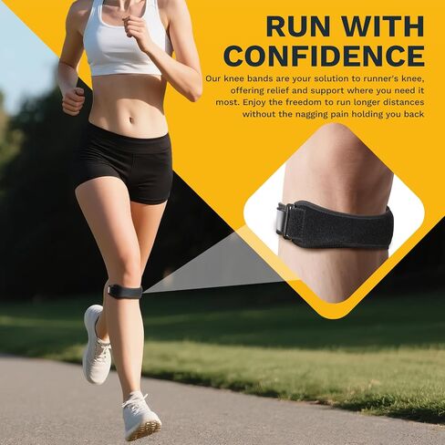Patellar Tendon Support Strap, Adjustable Knee Support Strap Patella Band for Tendonitis, Sports, Workouts & Daily Knee Pain Relief for Men Women, Standard Fit (Fits Most) M/L, 2 Pack in Saudi Arabia