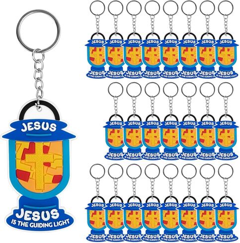 24 Pcs Christian Gifts for Kids Jesus Walks with Us Keychains Christian Religious Footprint Key Chains for Easter Nativity First Communion Sunday School Art Party Decoration Birthday Gift in Saudi Arabia